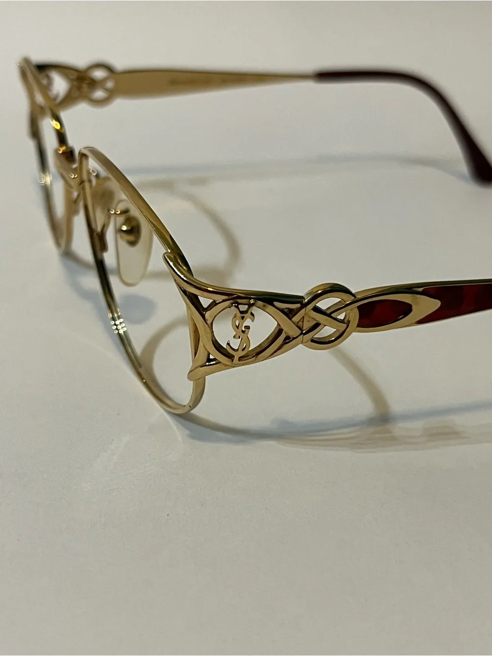 Yves Saint Laurent Gold Frame Glasses with Tortoiseshell Temples